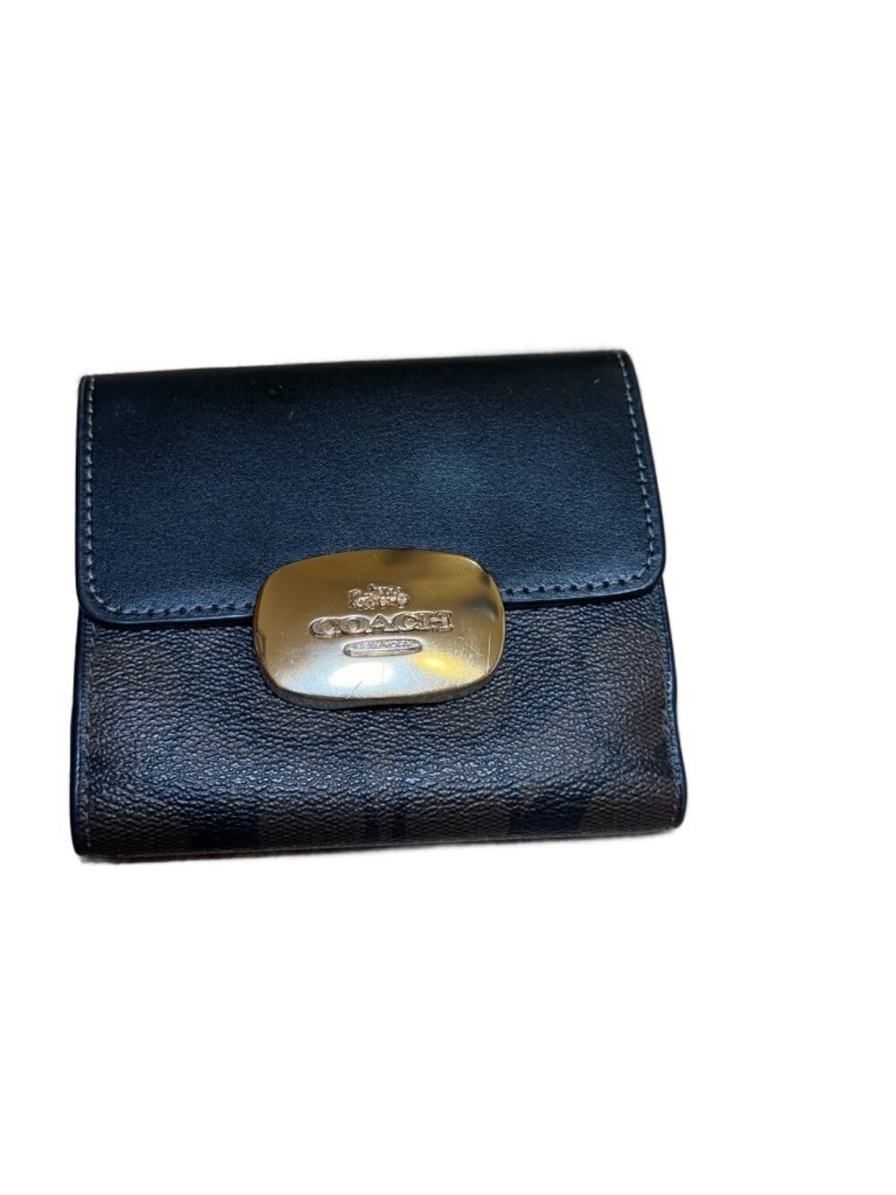 Coach Eliza Small Wallet Signature Canvas Walnut Black
